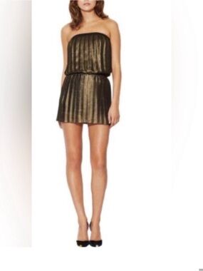 BCBGMaxAzria Gold and Black Pleated Skirt
